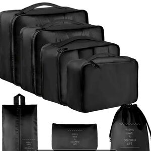 New - 7-Piece Ultimate Travel Organizer Set - Black